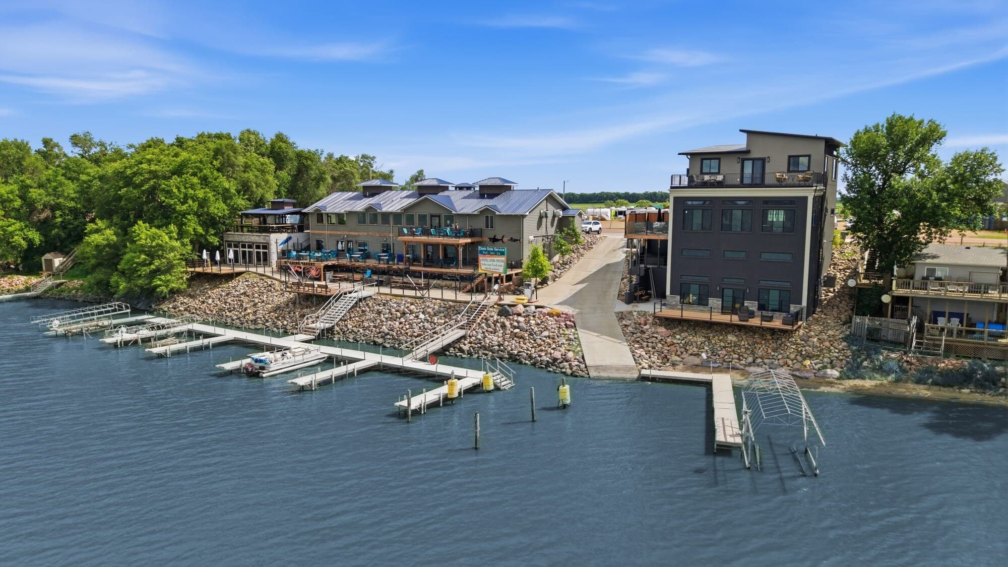 Aerial view of The Hillside Resort on Lake Madison