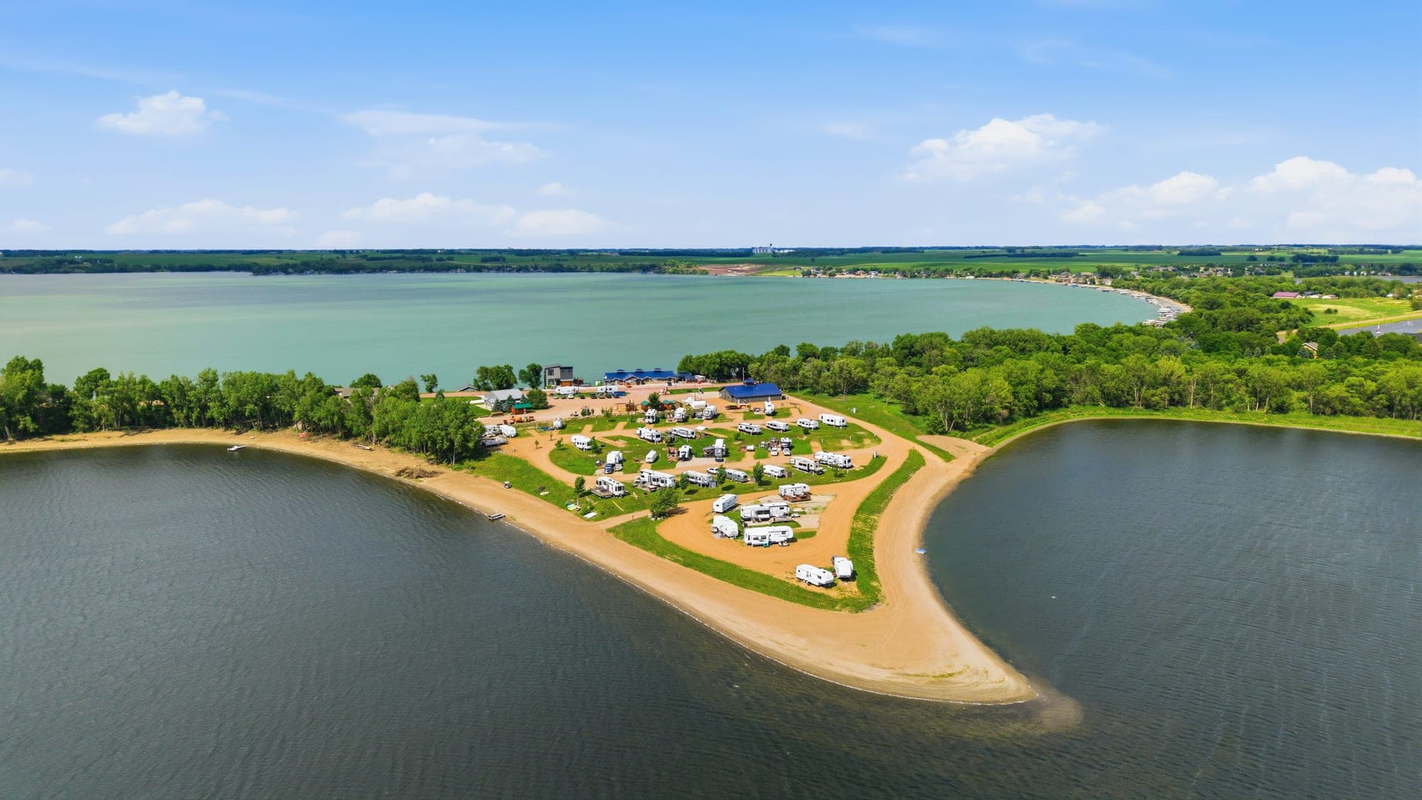Aerial of the Hillside peninsula between Long Lake and Lake Madison