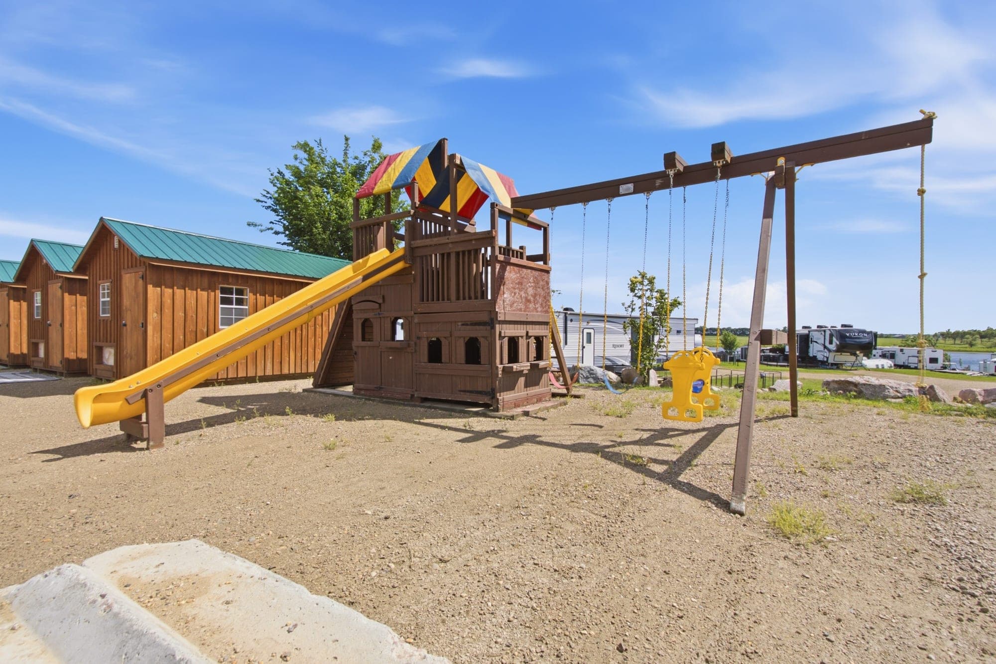 The playground at The Hillside Resort campground