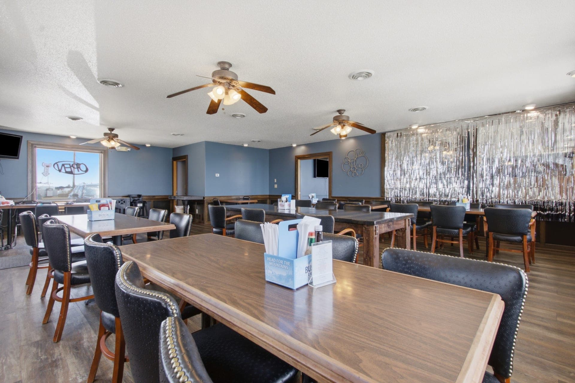 A long table in the Party Room
